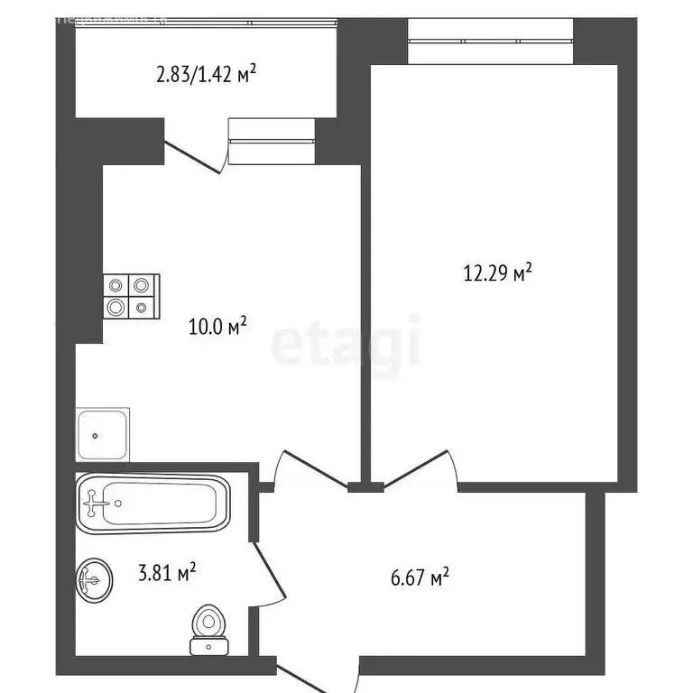 1-комнатная квартира: Калининград, улица Героя России Катериничева, ... - Фото 1