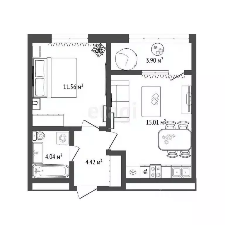 1-к кв. Тюменская область, Тюмень ул. Газопромысловая, 1к2 (38.0 м) - Фото 1