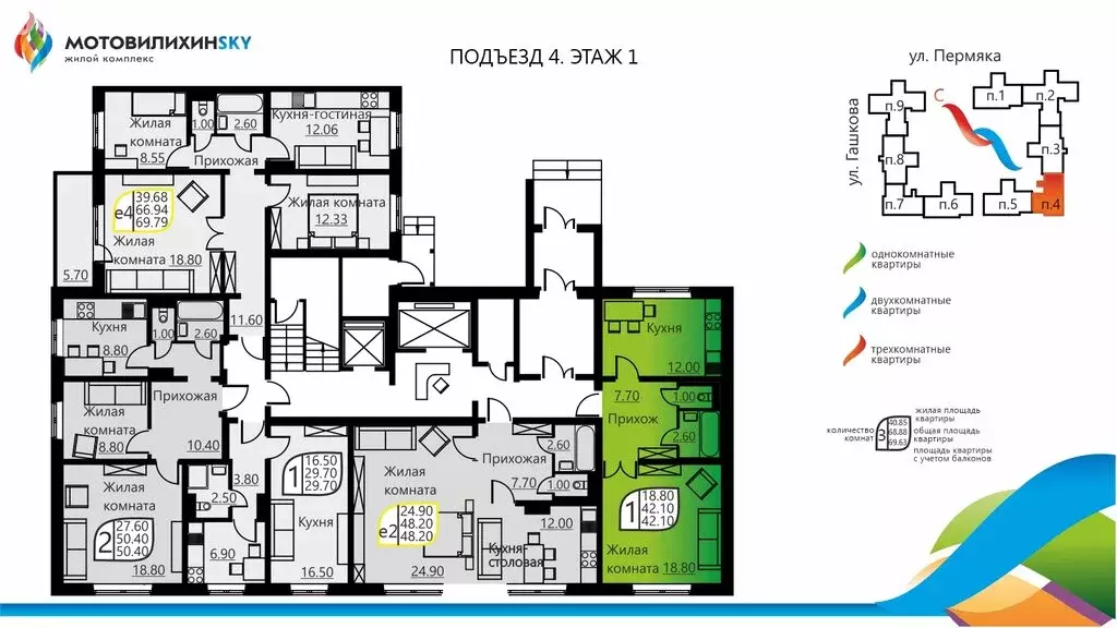 1-комнатная квартира: Пермь, улица Гашкова, 51 (41.4 м) - Фото 1