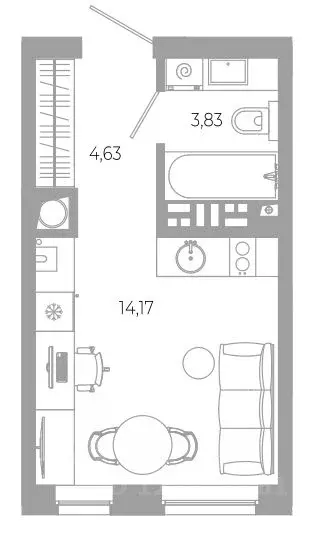 Студия Астраханская область, Астрахань Разум жилой комплекс (22.64 м) - Фото 1