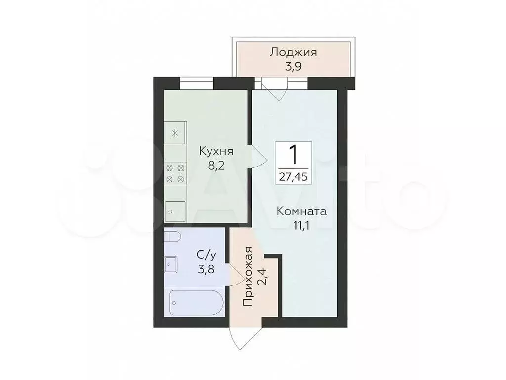 1-к. квартира, 27,5 м, 5/16 эт. - Фото 0