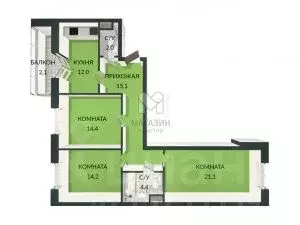 3-к кв. Санкт-Петербург Кременчугская ул., 11к2 (85.3 м) - Фото 1