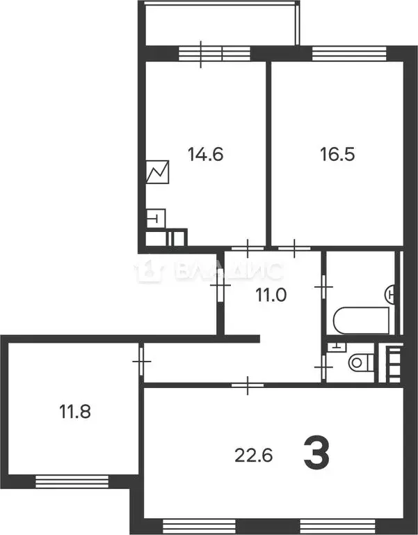 3-комнатная квартира: Москва, район Троицк, Кварцевая улица, 5к3 (81.6 ... - Фото 2