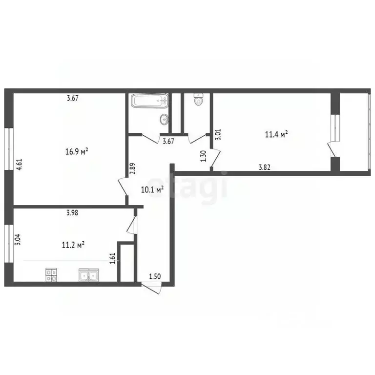 2-к кв. Ямало-Ненецкий АО, Новый Уренгой Восточный мкр, 4/2 (53.7 м) - Фото 1
