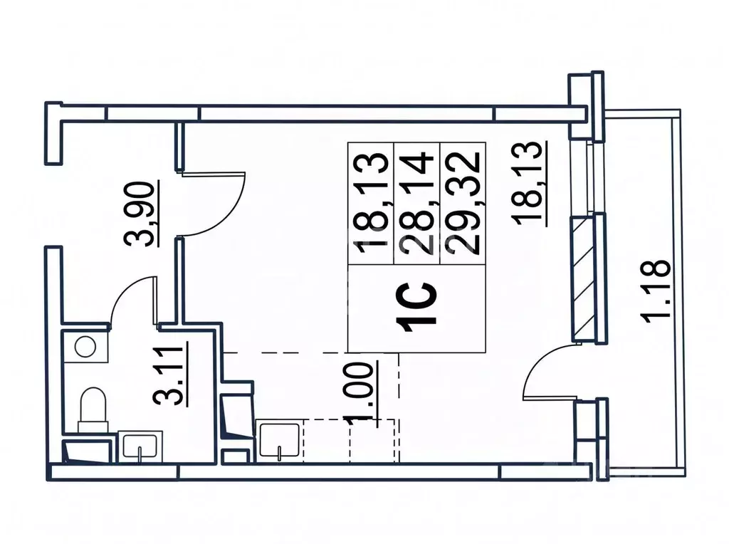 Студия Москва ш. Остафьевское, 14к3 (28.0 м) - Фото 2
