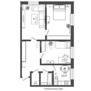 3-комнатная квартира: село Исетское, улица Свердлова, 2 (56.4 м) - Фото 1