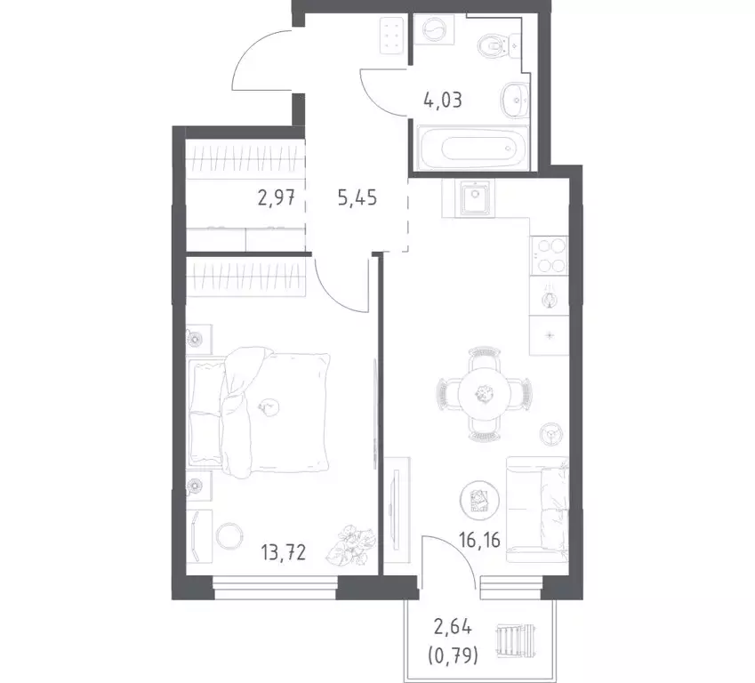 1-комнатная квартира: Нижний Новгород, улица Дружбы, 33 (43.12 м) - Фото 1
