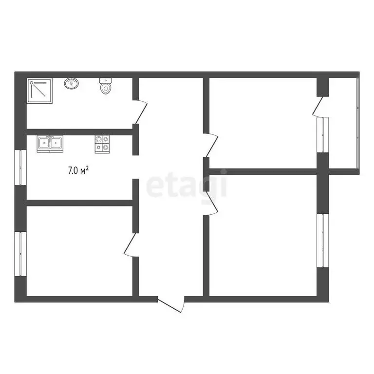 3-комнатная квартира: Алапаевск, улица Бочкарёва, 6 (59.9 м) - Фото 0