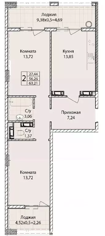 2-к кв. Севастополь ул. Братьев Манганари, 30к1 (63.21 м) - Фото 0