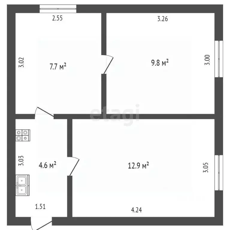 3-к кв. Тюменская область, с. Викулово ул. 8 Марта (35.0 м) - Фото 1