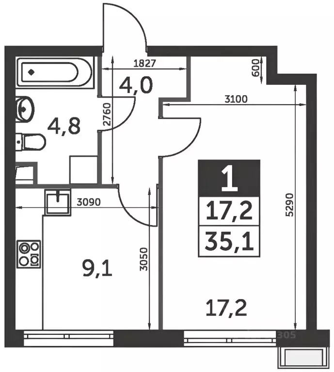 1-к кв. Московская область, Ленинский городской округ, пос. Развилка ... - Фото 2