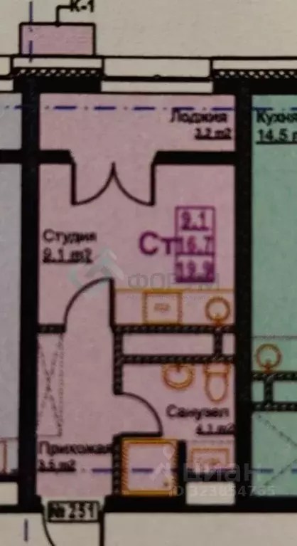 Студия Нижегородская область, Нижний Новгород ул. Бетанкура, 7 (20.0 ... - Фото 1