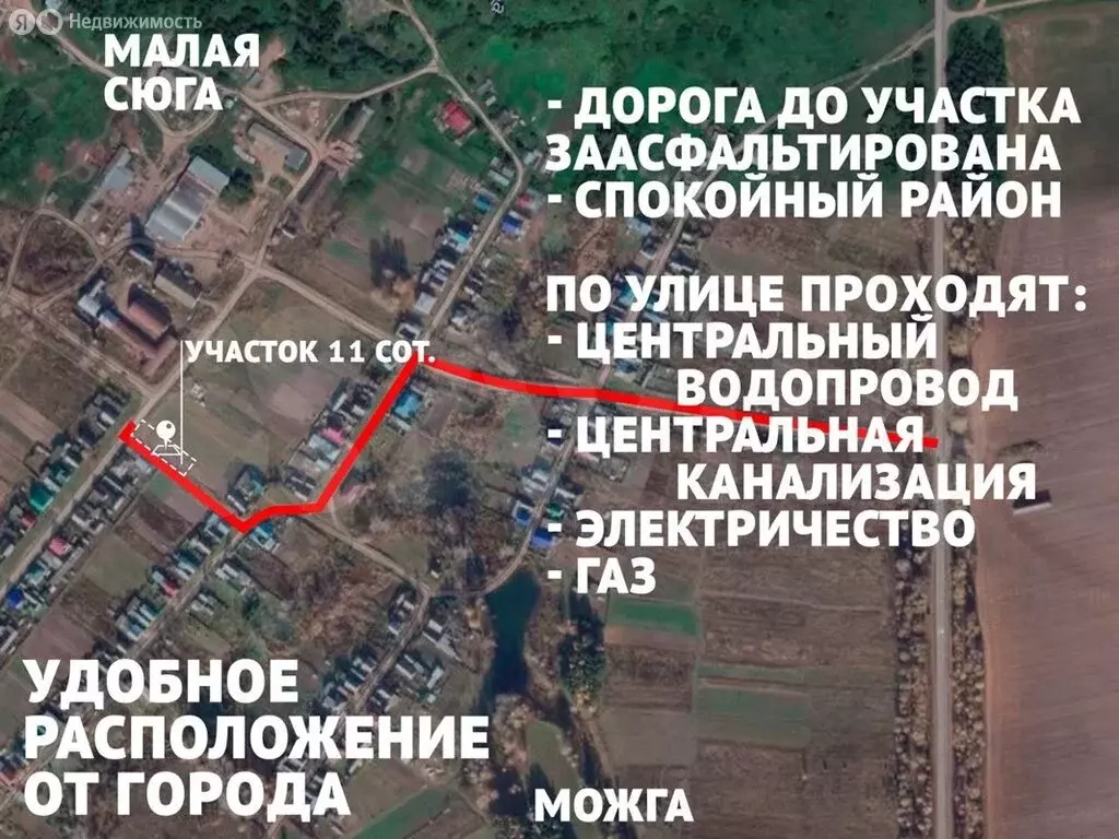 Участок в деревня Малая Сюга, улица Оревкова, 1А (11.74 м) - Фото 2