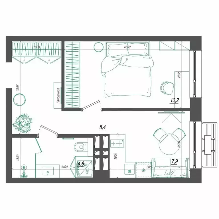 1-комнатная квартира: Владивосток, улица Невельского, 4с2 (34.2 м) - Фото 1