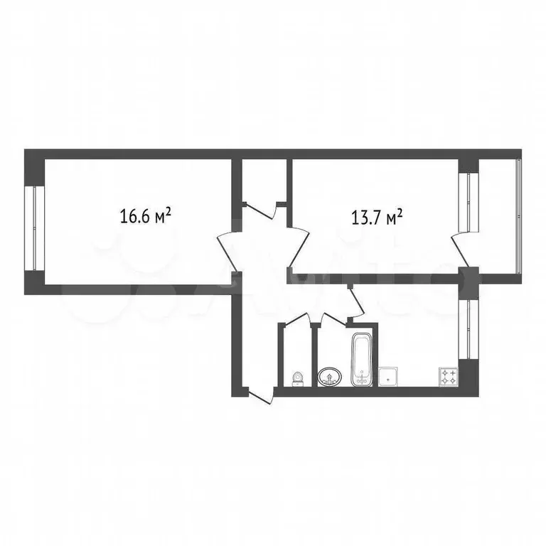 2-к. квартира, 47,9 м, 5/5 эт. - Фото 0
