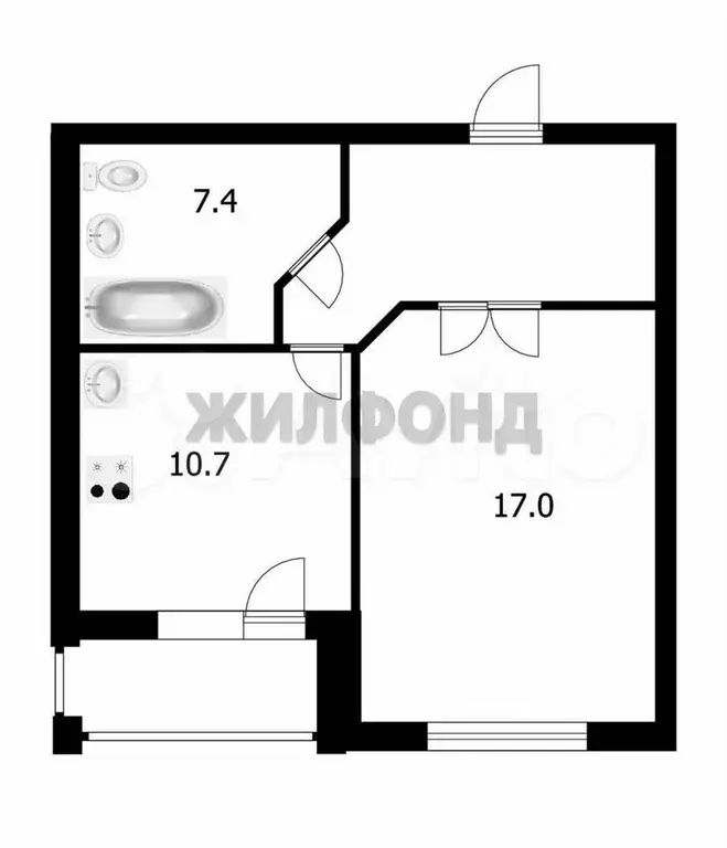 1-к. квартира, 42,2 м, 2/9 эт. - Фото 0