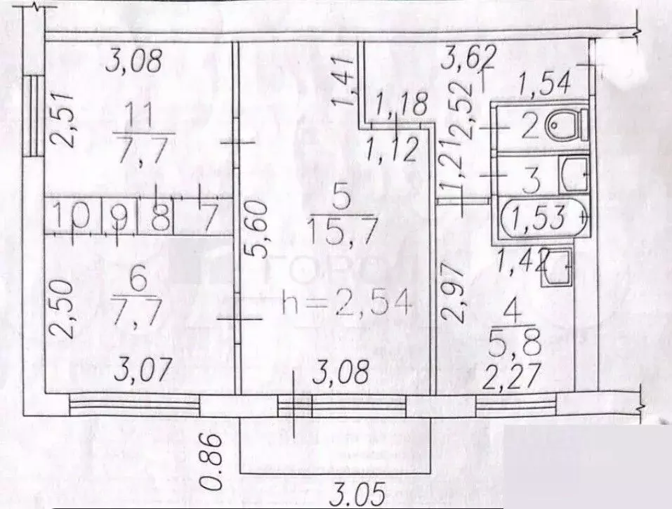 2-к кв. Кемеровская область, Новокузнецк ул. Тореза, 81 (47.3 м) - Фото 0