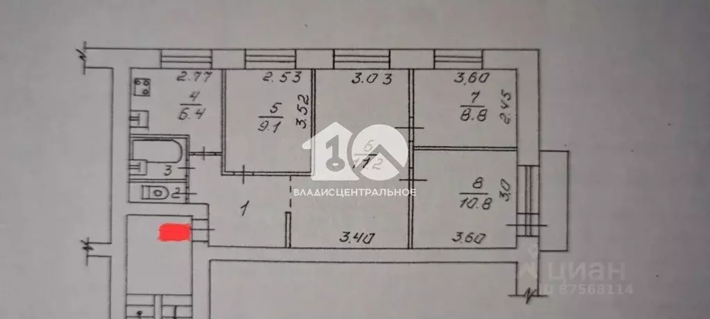4-к кв. Новосибирская область, Новосибирск ул. Плахотного, 97/1 (62.0 ... - Фото 2