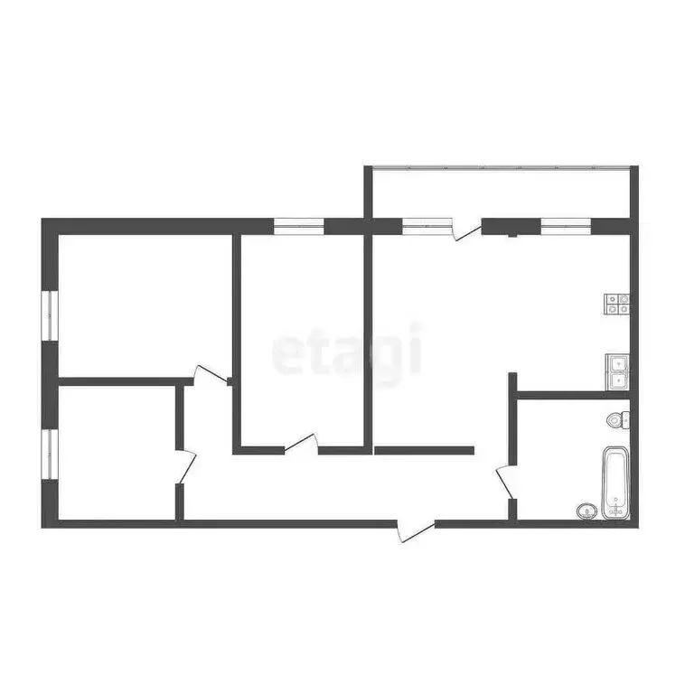 4-комнатная квартира: Тюмень, улица Домостроителей, 4 (71.1 м) - Фото 1
