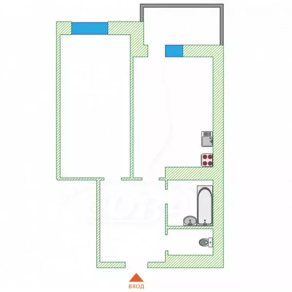 1-комнатная квартира: Тюмень, улица Николая Ростовцева, 23к1 (42 м) - Фото 1