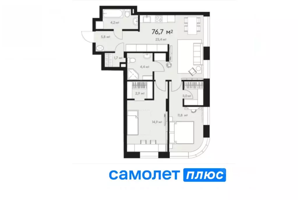 4-к кв. Кемеровская область, Кемерово ул. Дружбы, 28/4 (75.7 м) - Фото 1