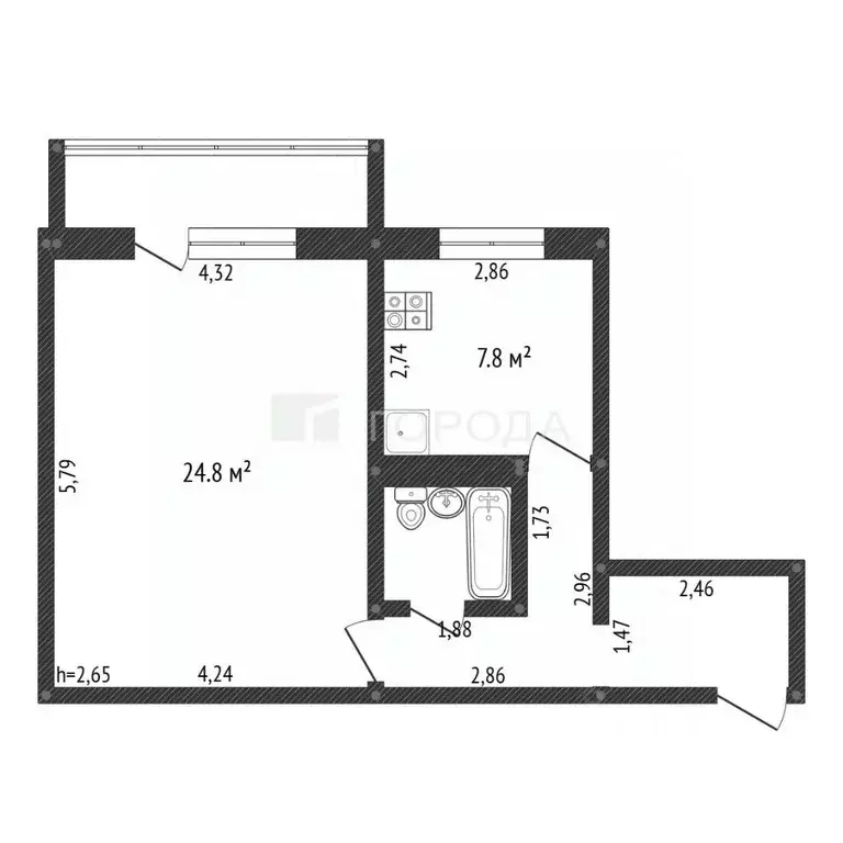 1-к кв. Кемеровская область, Новокузнецк ул. Березовая Роща, 20 (43.9 ... - Фото 2