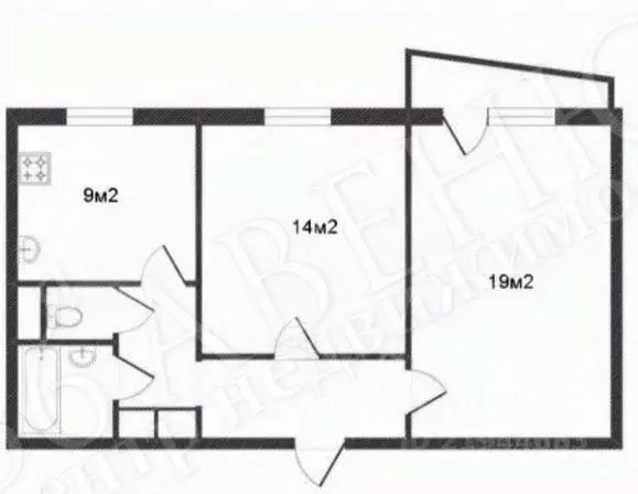 2-к кв. Воронежская область, Воронеж ул. Генерала Лизюкова, 46 (52.8 ... - Фото 2