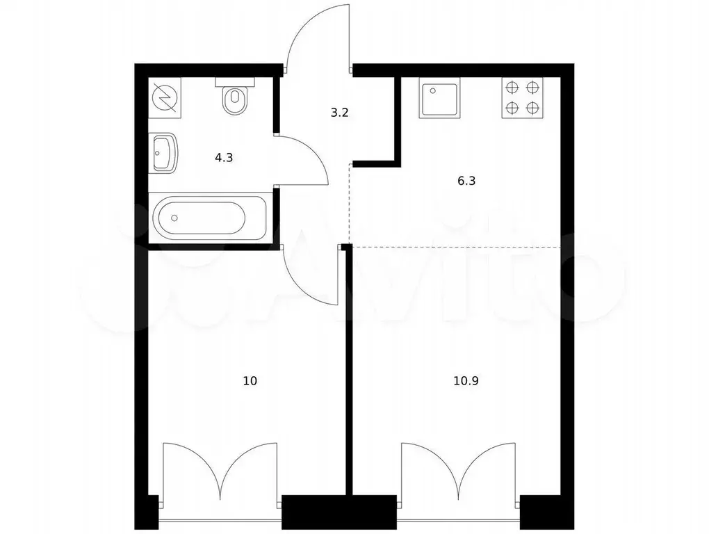 1-к. квартира, 34,7 м, 7/9 эт. - Фото 0