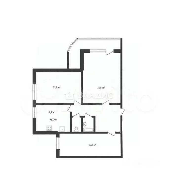 3-к кв. Белгородская область, Белгород ул. Николая Чумичова, 64 (67.0 ... - Фото 2