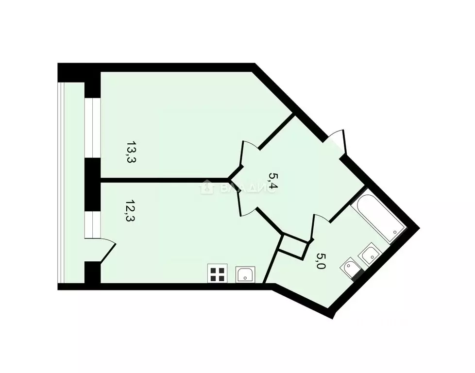 1-к кв. Санкт-Петербург ул. Русановская, 16к1 (36.0 м) - Фото 1