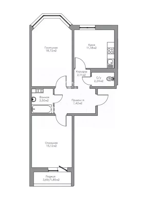 2-комнатная квартира: Оренбург, ЖК Микрорайон Горка (62.14 м) - Фото 2
