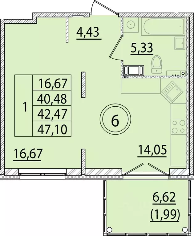 1-к кв. Санкт-Петербург пос. Шушары, ул. Соколиная, 4к1 (40.48 м) - Фото 1