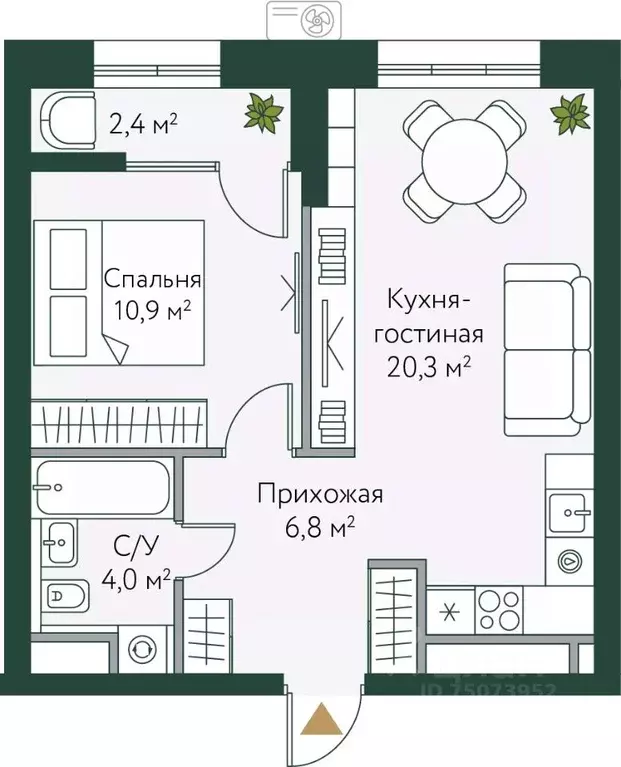 1-к кв. Волгоградская область, Волгоград Новосибирская ул., 74 (44.4 ... - Фото 0