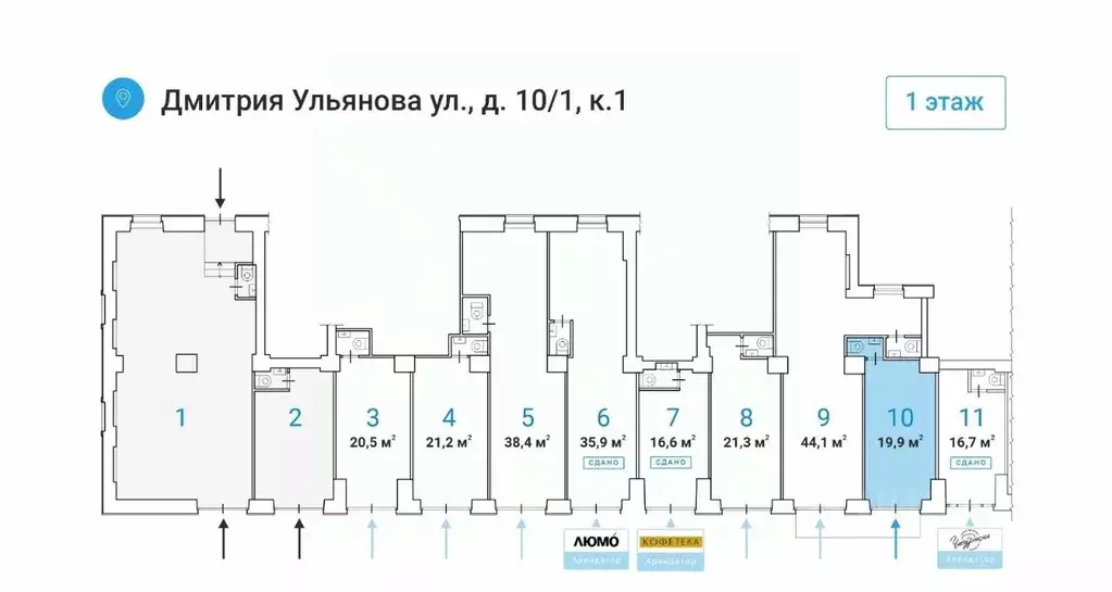 Торговая площадь в Москва ул. Дмитрия Ульянова, 10/1К1 (20 м) - Фото 1