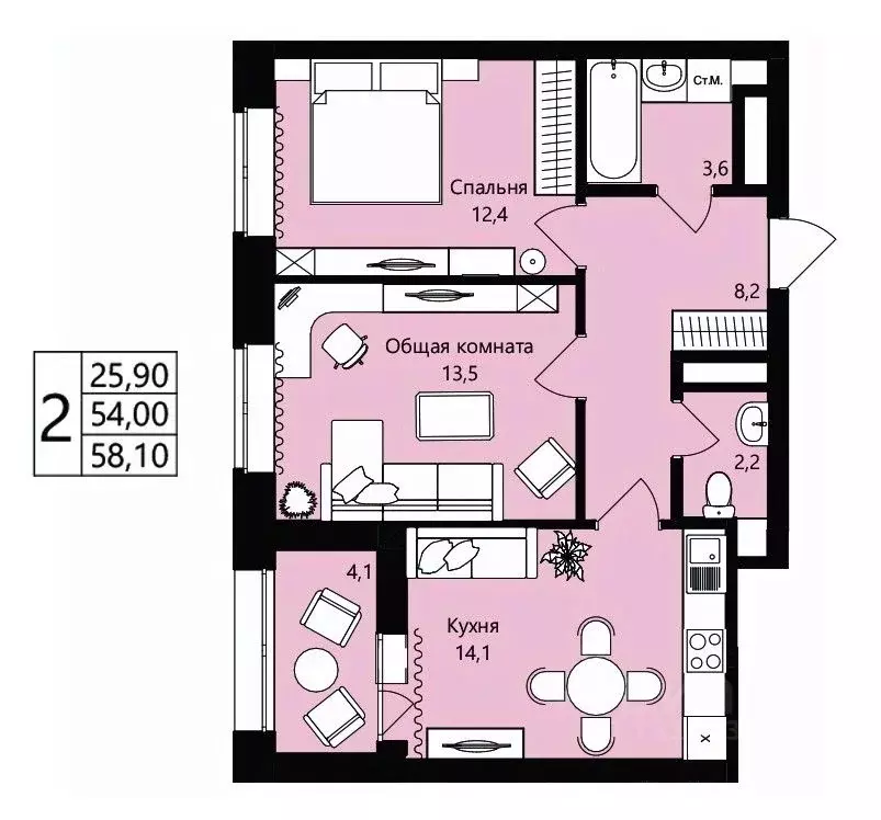 2-к кв. Мордовия, Саранск Юбилейный жилрайон, 3-й мкр, Новая История ... - Фото 1