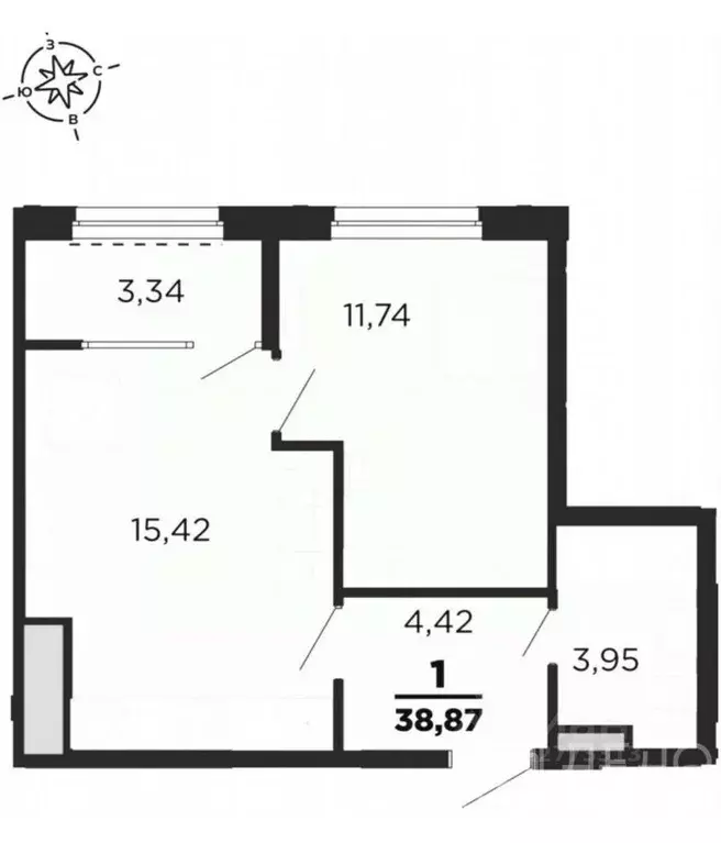 1-к кв. Рязанская область, Рязань ул. Александра Полина, 3 (38.9 м) - Фото 1