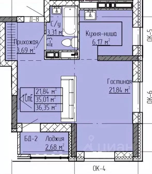 Студия Татарстан, Нижнекамск ул. Баки Урманче, 12 (36.35 м) - Фото 1