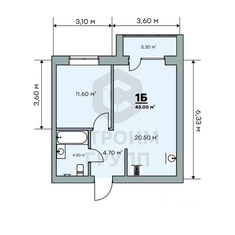 1-к кв. Владимирская область, Ковров Еловая ул., 94/3 (43.0 м) - Фото 1