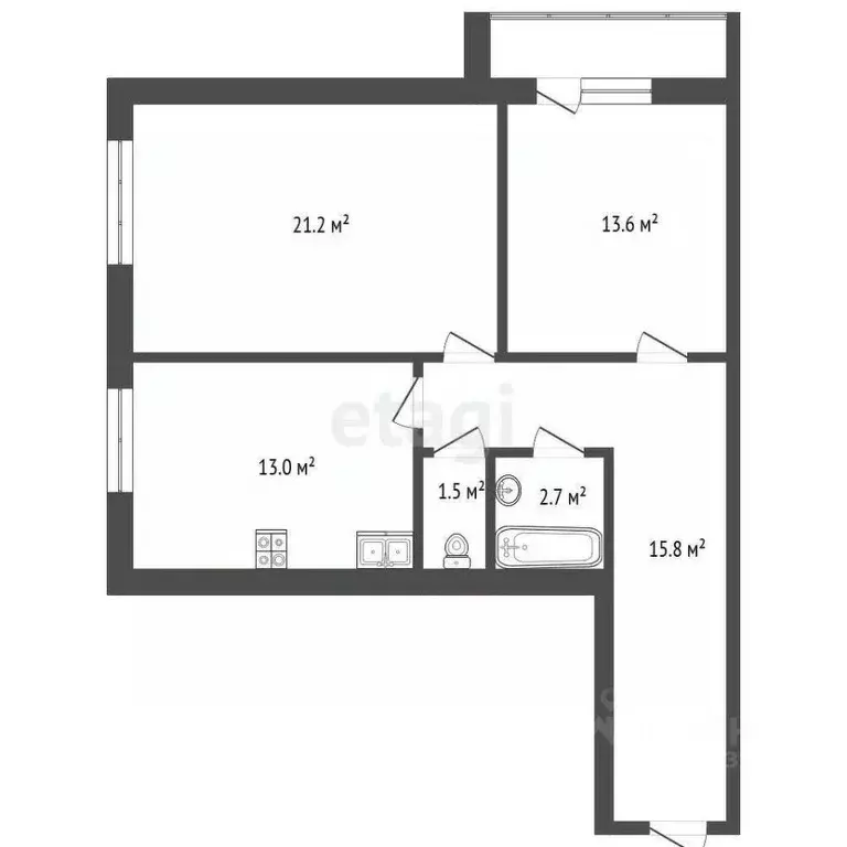 2-к кв. Мордовия, Саранск городской округ, Ялга рп ул. Мичурина, 21 ... - Фото 2