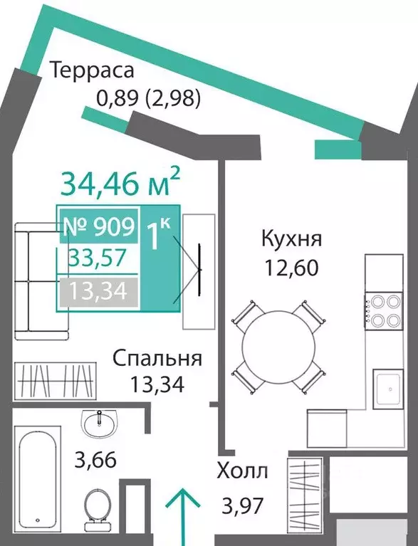 1-к кв. Крым, Симферополь Крымская роза мкр,  (34.46 м) - Фото 0