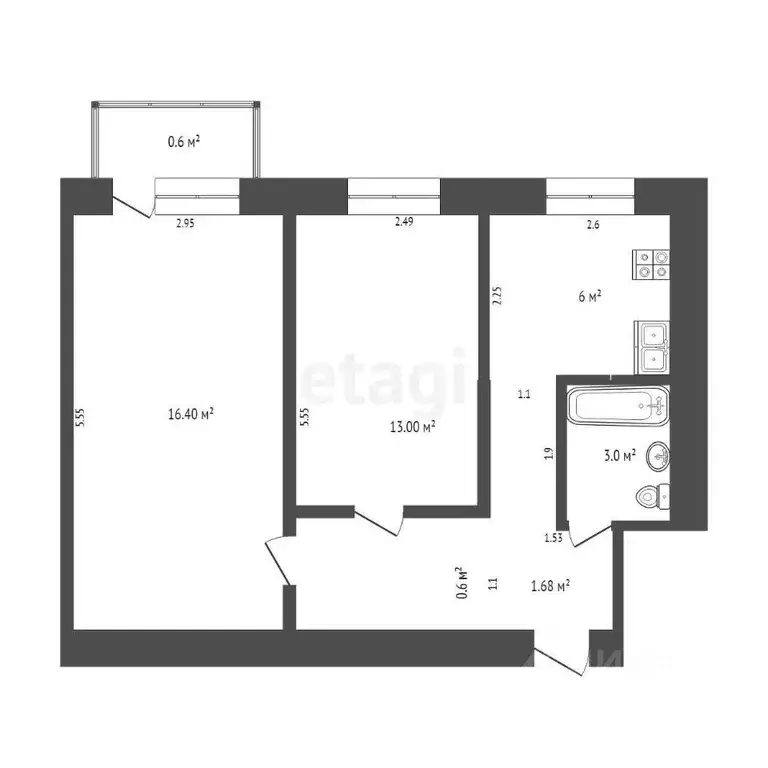 2-к кв. Мордовия, Саранск ул. Веселовского, 8 (42.6 м) - Фото 1