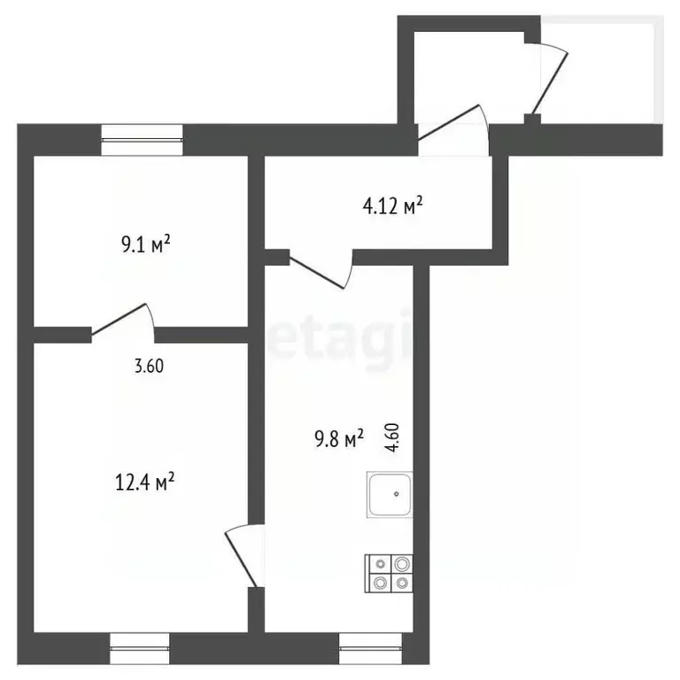 2-к кв. Крым, Белогорск ул. Щелкина, 1 (34.5 м) - Фото 2