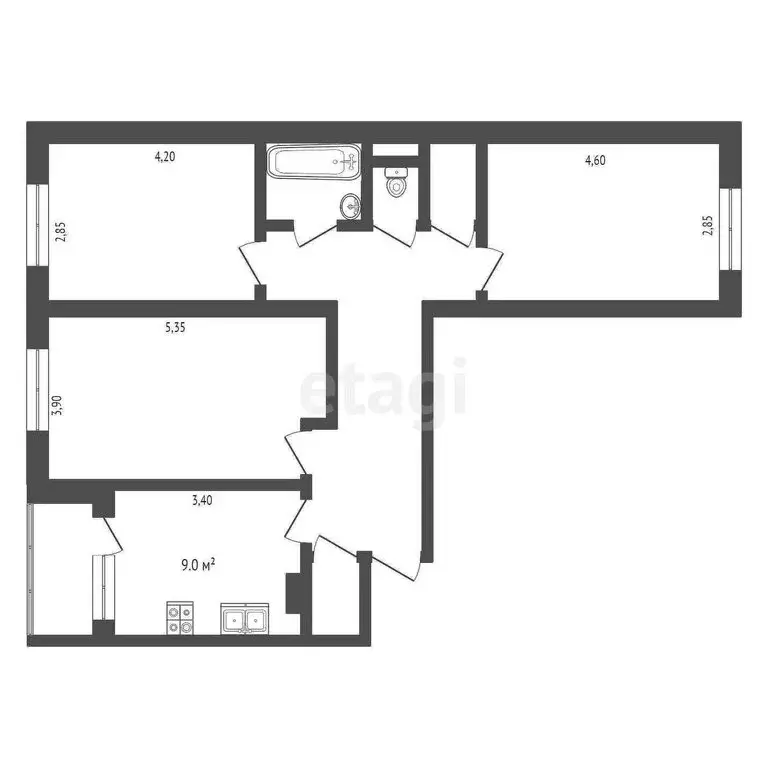 3-комнатная квартира: Пятигорск, Ессентукская улица, 36 (85 м) - Фото 0