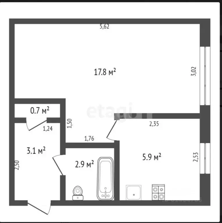 1-к кв. Кемеровская область, Юрга Московская ул., 10 (30.4 м) - Фото 1