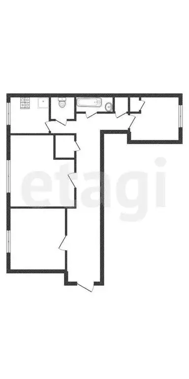 1к в 3-комнатной квартире (22.6 м) - Фото 1