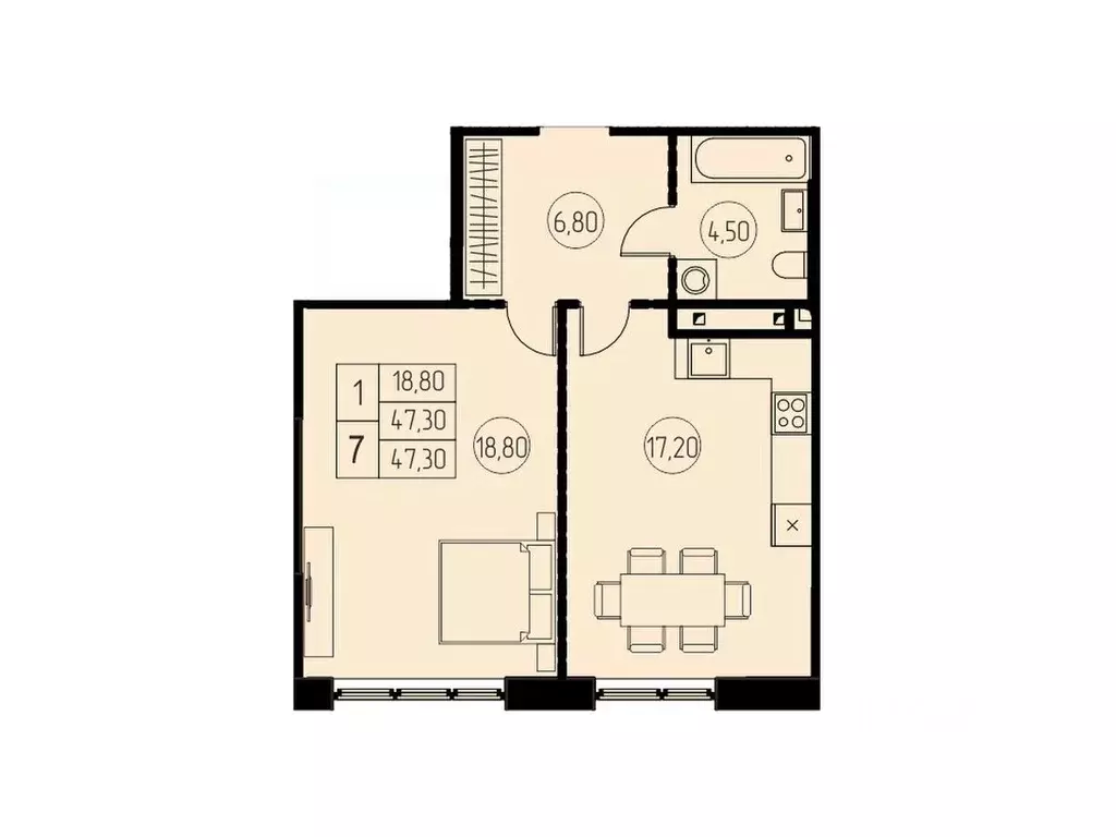 1-к кв. Московская область, Пушкино Писаревская ул. (47.3 м) - Фото 1
