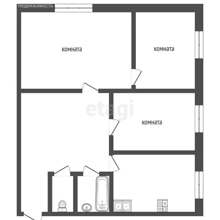 3-комнатная квартира: Камышлов, улица Красных Партизан, 54 (54.2 м) - Фото 1