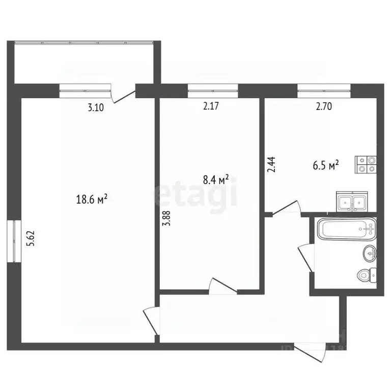2-к кв. Московская область, Электросталь ул. Тевосяна, 34 (44.0 м) - Фото 2