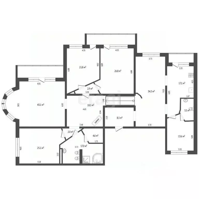 5-к кв. Тюменская область, Тюмень Новосибирская ул., 50 (238.8 м) - Фото 2