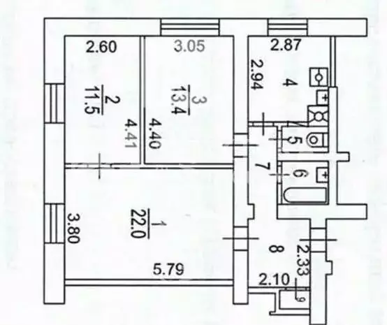 3-к кв. Москва Каширское ш., 5К1 (68.0 м) - Фото 2